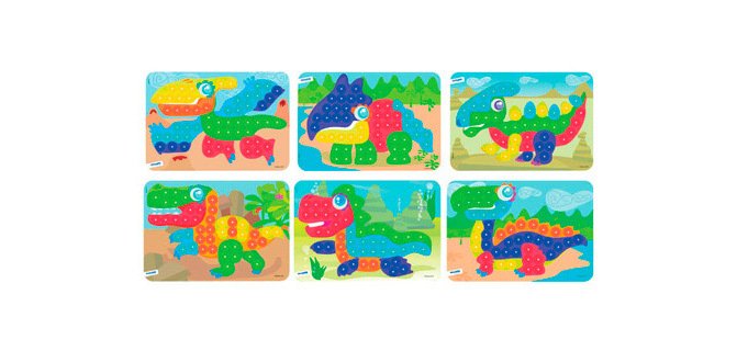 Jeu miniland planches dino 31x21cm pack de 6 unités