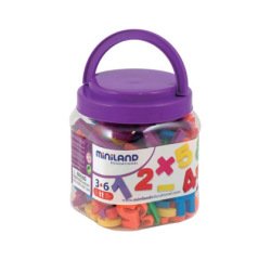 Jeu miniland lettres numéros magnétiques pot de 162 pièces