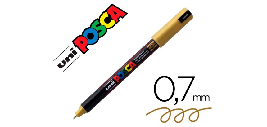 Marqueur posca pc1mr or base eau pointe calibrée extra fine 0,7mm sans                    odeurs/alcool/solvant tous