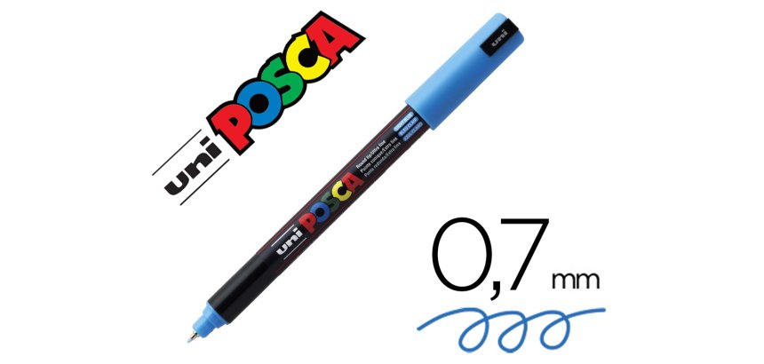 Marqueur posca pc1mr base eau pointe calibree extra fine    0,7mm bleu clair         sans/odeurs/alcool/solvant tous