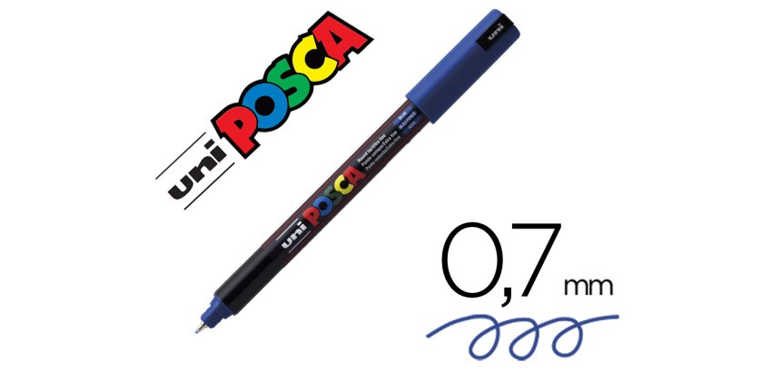 Marqueur posca pc1mr bleu f base eau pointe calibrée extra fine 0.7mm sans                odeurs/alcool/solvant tous