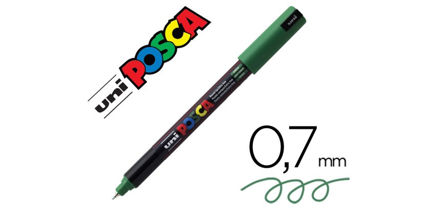 Marqueur posca pc1mr base eau pointe calibree extra fine    0,7mm vert foncée       sans/ odeurs/alcool/solvant tous