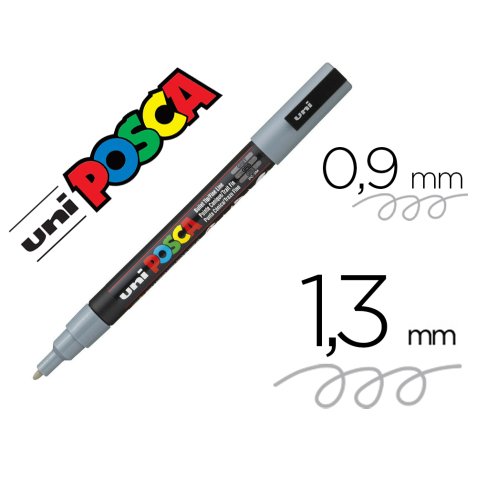 Marqueur posca pc3m base eau pointe conique fine 0,9-1,3mm sans odeurs/alcool/solvant    tous supports coloris gris