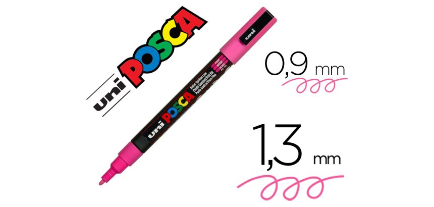 Marqueur posca pc3m base eau pointe conique fine 0,9-1,3mm sans odeurs/alcool/solvant    tous supports coloris rose