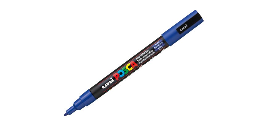 Marqueur posca pc3m base eau pointe conique fine 0,9-1,3mm sans odeurs/alcool/solvant    tous supports coloris bleu
