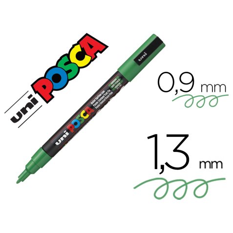 Marqueur posca pc3m base eau pointe conique fine 0,9-1,3mm sans odeurs/alcool/solvant    tous supports coloris vert