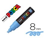 Marqueur posca pc8k base eau pointe biseautee large 8mm    sans odeurs/alcool/solvant    tout supports coloris bleu