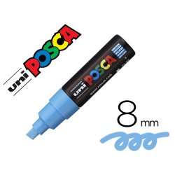 Marqueur posca pc8k base eau pointe biseautee large 8mm    sans odeurs/alcool/solvant    tout supports coloris bleu
