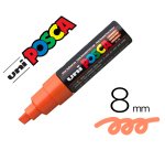 Marqueur posca pc8k base eau pointe biseautee large 8mm    sans odeurs/alcool/solvant    tout supports coloris orange
