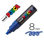 Marqueur posca pc8k base eau pointe biseautee large 8mm    sans odeurs/alcool/solvant    tout supports coloris bleu