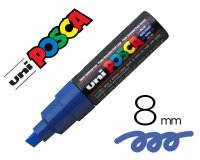 Marqueur posca pc8k base eau pointe biseautee large 8mm    sans odeurs/alcool/solvant    tout supports coloris bleu