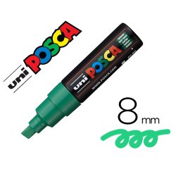 Marqueur posca pc8k base eau pointe biseautee large 8mm    sans odeurs/alcool/solvant    tout supports coloris vert