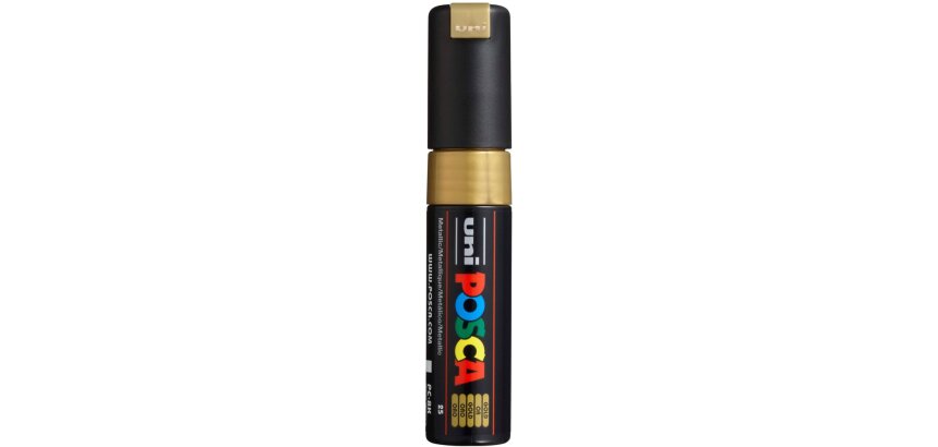 Marqueur posca pc8k base eau pointe biseautee large 8mm    sans odeurs/alcool/solvant    tout supports coloris or