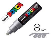 Marqueur posca pc8k base eau pointe biseautee large 8mm    sans odeurs/alcool/solvant    tout supports coloris argent