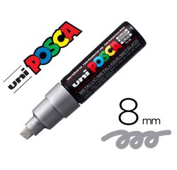 Marqueur posca pc8k base eau pointe biseautee large 8mm    sans odeurs/alcool/solvant    tout supports coloris argent