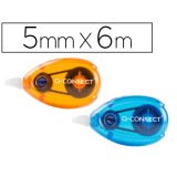 Correcteur q-connect dévidoir ruban 5mmx6m correction latérale coloris orange et bleu blister de 2 unités