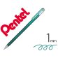 Roller gel pentel hybrid dual metallic pointe bille 1mm effets couleur selon angle encre coloris bleu/vert métallique