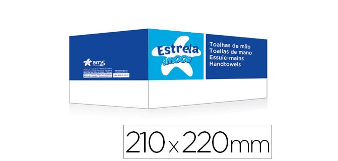 Essuie-mains amoos estrela 2 plis 21x22cm pack 20 paquets de 200 unités
