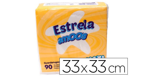 Serviette amoos estrela 2 plis 33x33cm paquet de 100 unités