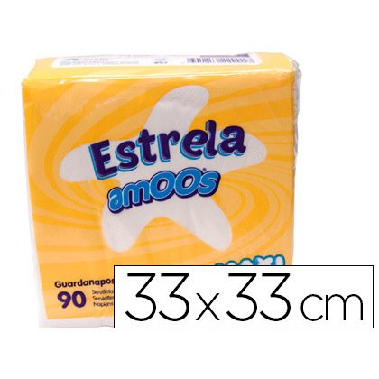Serviette amoos estrela 2 plis 33x33cm paquet de 100 unités