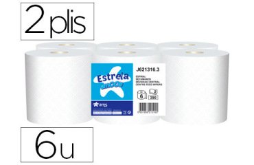 Bobine essuyage amoos estrela dévidage central 2 plis 390 services paquet de 6 rouleaux