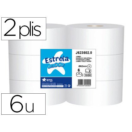 Papier hygiénique amoos jumbo 2 plis 350m paquet 6 rouleaux