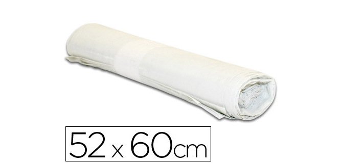 Sac poubelle domestique 52x60cm calibre 70 capacité 20l coloris blanc rouleau 20 unités