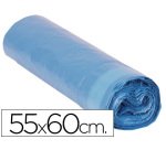 Sac poubelle domestique 55x60cm liens coulissants calibre 120 capacité 23l coloris bleu rouleau 20 unités