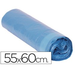 Sac poubelle domestique 55x60cm liens coulissants calibre 120 capacité 23l coloris bleu rouleau 20 unités