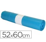 Sac poubelle domestique 52x60cm calibre 70 capacité 20l coloris bleu rouleau 20 unités