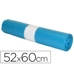 Sac poubelle domestique 52x60cm calibre 70 capacité 20l coloris bleu rouleau 20 unités