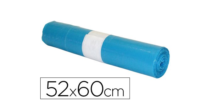 Sac poubelle domestique 52x60cm calibre 70 capacité 20l coloris bleu rouleau 20 unités