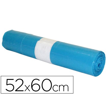 Sac poubelle domestique 52x60cm calibre 70 capacité 20l coloris bleu rouleau 20 unités