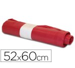 Sac poubelle domestique 52x60cm calibre 70 capacité 20l coloris rouge rouleau 20 unités