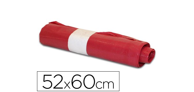 Sac poubelle domestique 52x60cm calibre 70 capacité 20l coloris rouge rouleau 20 unités