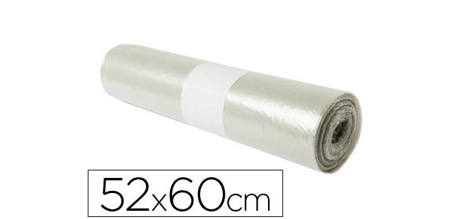 Sac poubelle domestique 52x60cm calibre 70 capacité 20l coloris transparent rouleau 20 unités