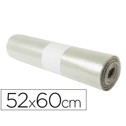 Sac poubelle domestique 52x60cm calibre 70 capacité 20l coloris transparent rouleau 20 unités