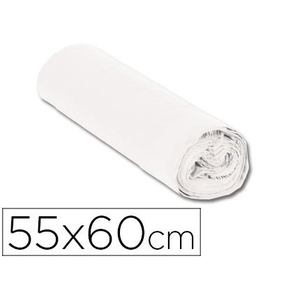 Sac poubelle domestique 55x60cm liens coulissants calibre 120 capacité 23l coloris blanc rouleau 15 unités