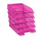 Corbeille à courrier cep first tonic polypropylène antichoc préhension facile 350x255x65mm coloris rose