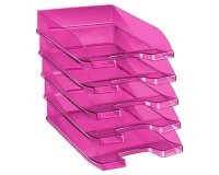 Corbeille à courrier cep first tonic polypropylène antichoc préhension facile 350x255x65mm coloris rose