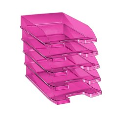 Corbeille à courrier cep first tonic polypropylène antichoc préhension facile 350x255x65mm coloris rose