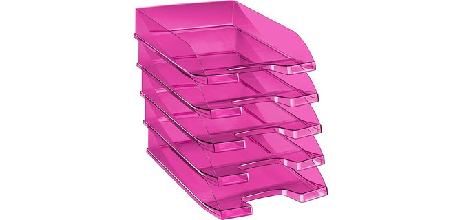 Corbeille à courrier cep first tonic polypropylène antichoc préhension facile 350x255x65mm coloris rose