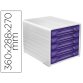 Module classement cep smoove 5 tiroirs interchangeables 360x288x270mm coloris blanc/violet