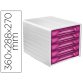 Module classement cep smoove 5 tiroirs interchangeables 360x288x270mm coloris blanc/rose