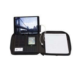 Conférencier alba en tissu a4 fermeture zip et recharge batterie 25x34x1,5cm