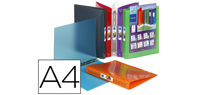 Classeur viquel 4 anneaux propyglass polypropylène 7/10e a4 dos 35mm personnalisable incolore