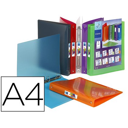 Classeur viquel 4 anneaux propyglass polypropylène 7/10e a4 dos 35mm personnalisable incolore