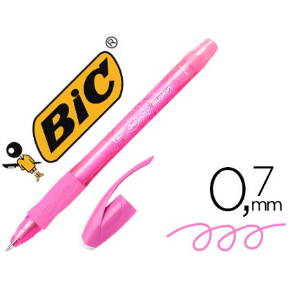Stylo-bille bic gelocity illusion pointe moyenne 0.7mm encre gel effaçable et rechargeable coloris rose