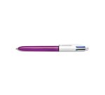 Stylo-bille bic 4 couleurs shine pointe 1mm écriture moyenne corps violet métallisé brillant