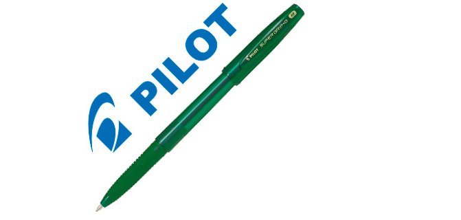 Stylo-bille pilot super grip g cap pointe moyenne coloris vert